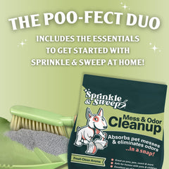 Sprinkle & Sweep dustpan and hand broom set for quick tidyups after accidents.