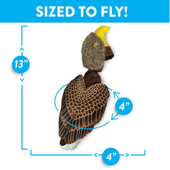 Spunky Pup Fly & Fetch Eagle plush is safe for mouth and tug games.