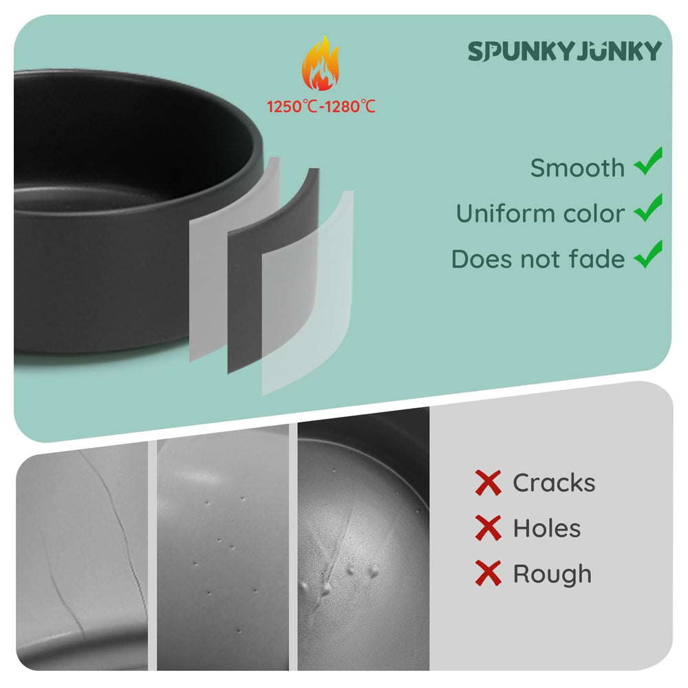 SPUNKYJUNKY ceramic bowl is dishwasher-safe for easy cleaning.