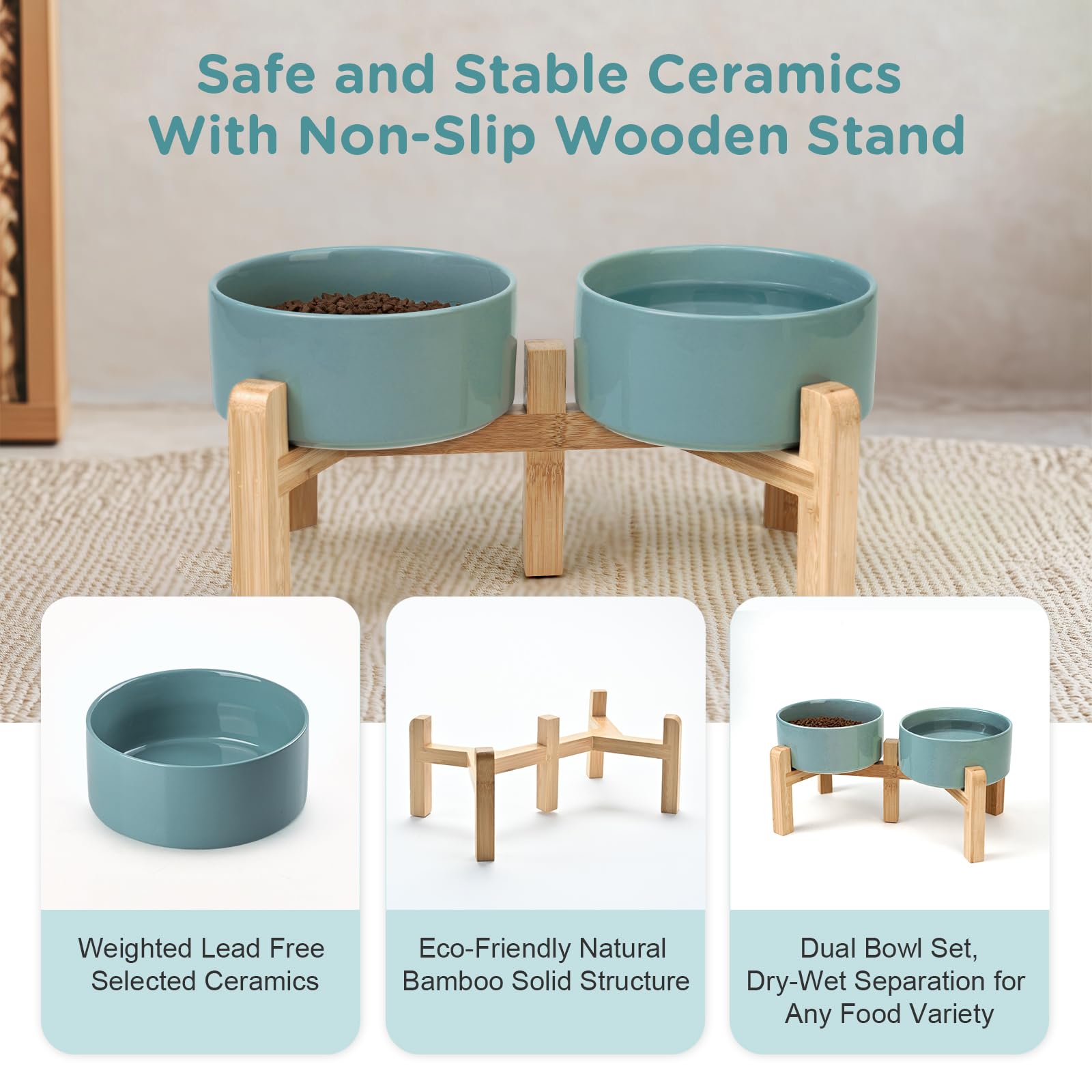 SPUNKYJUNKY dog-cat feeding stand offers versatile setups for pets.