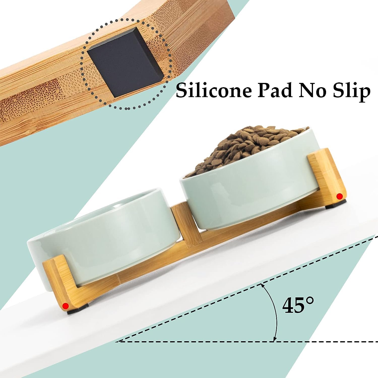 SpunkyJunky double bowl design keeps food and water organized.