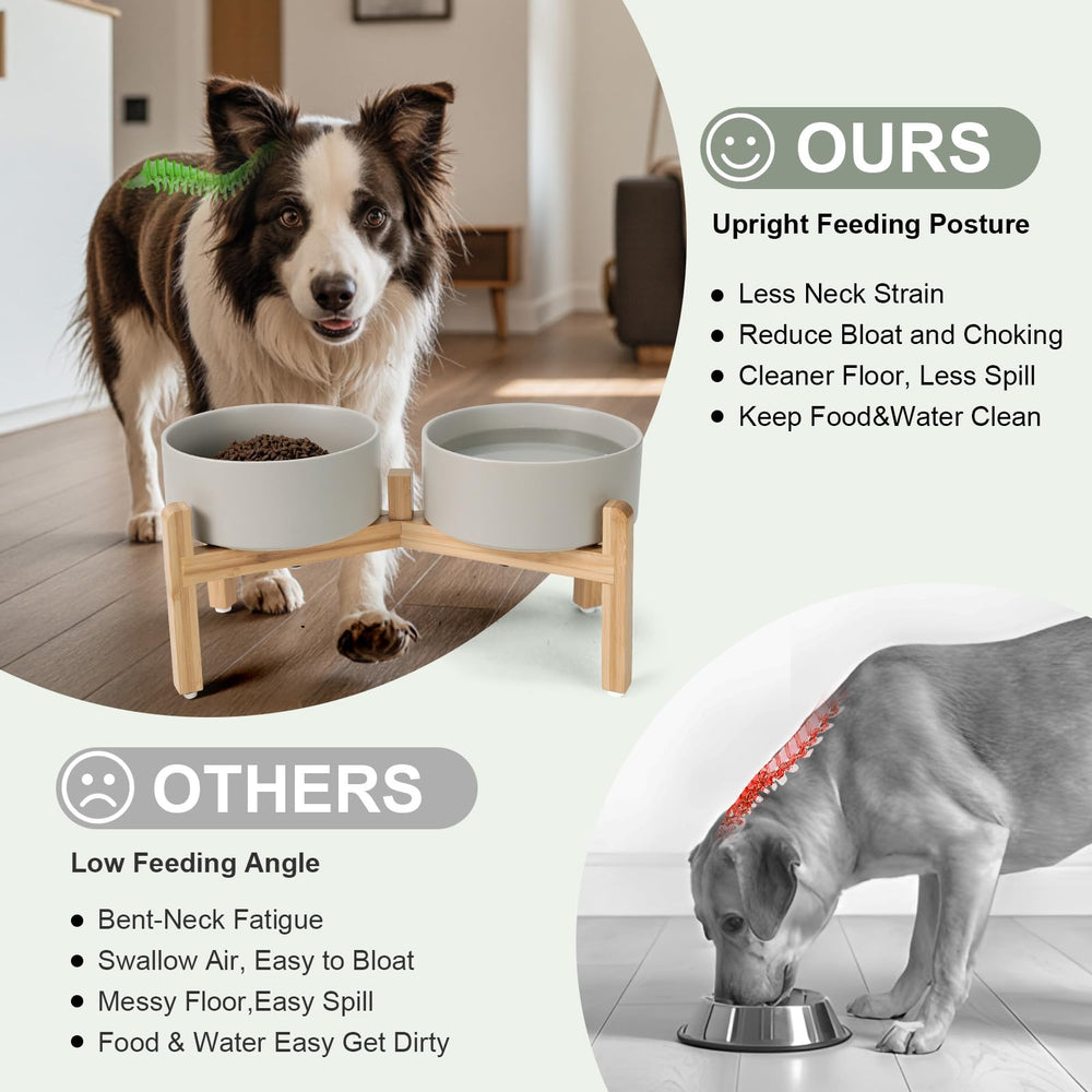 SPUNKYJUNKY eco bamboo stand elevates feeding to support natural posture during meals.