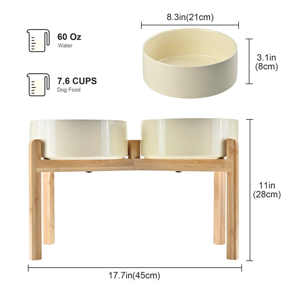 SPUNKYJUNKY eco bamboo stand keeps bowls stable during meals.