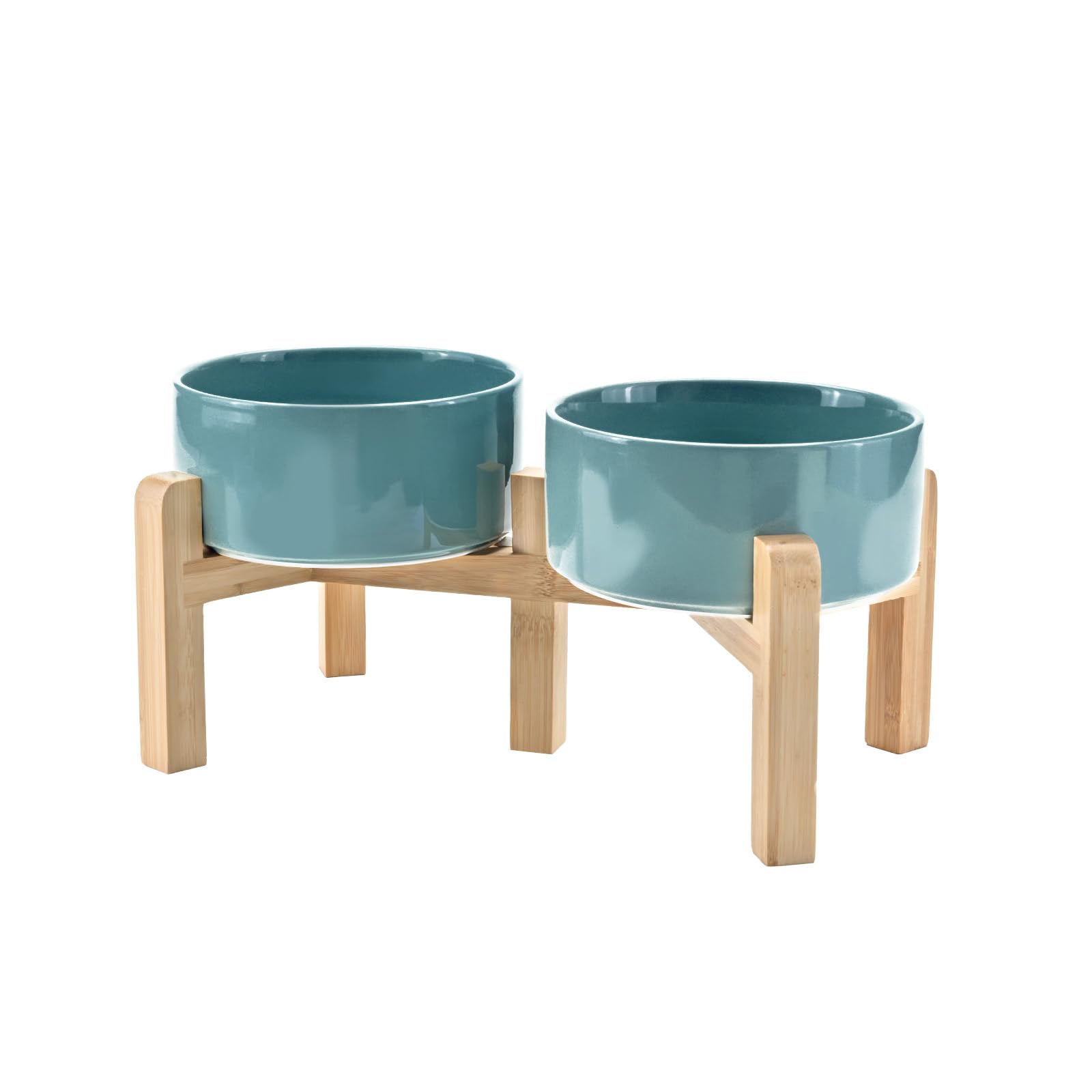 SPUNKYJUNKY elevated ceramic dog bowl promotes comfortable feeding posture.