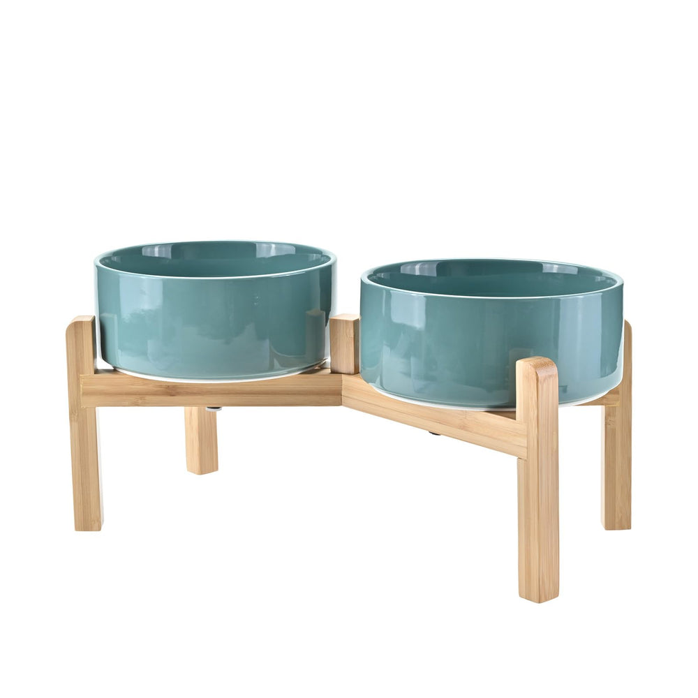 SPUNKYJUNKY elevated ceramic dog bowl with 7.3-inch diameter for larger breeds.