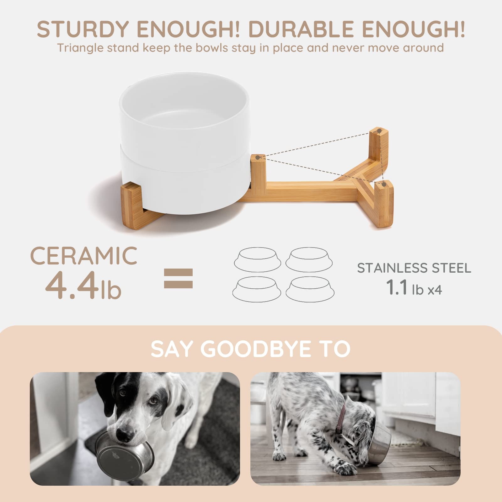 SPUNKYJUNKY non-slip ceramic bowls provide stable dining for pets