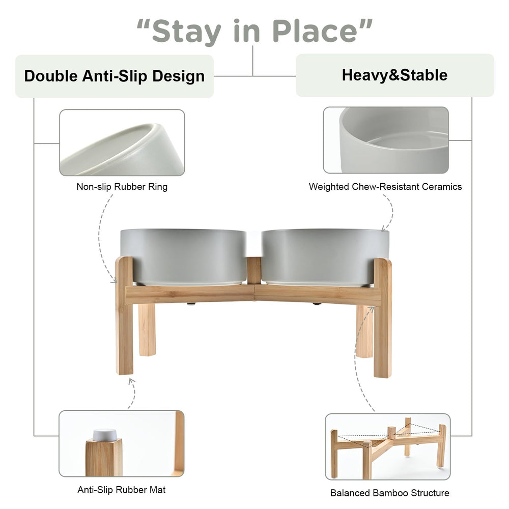 SPUNKYJUNKY stable base with non-slip pads keeps bowls in place.