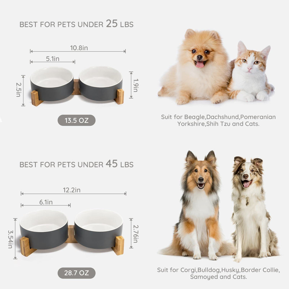 SPUNKYJUNKY wooden stand elevates bowls for easier access and tidy floors.