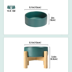 SPUNKYJUNKY wooden stand with non-slip pads keeps bowls steady during meals.