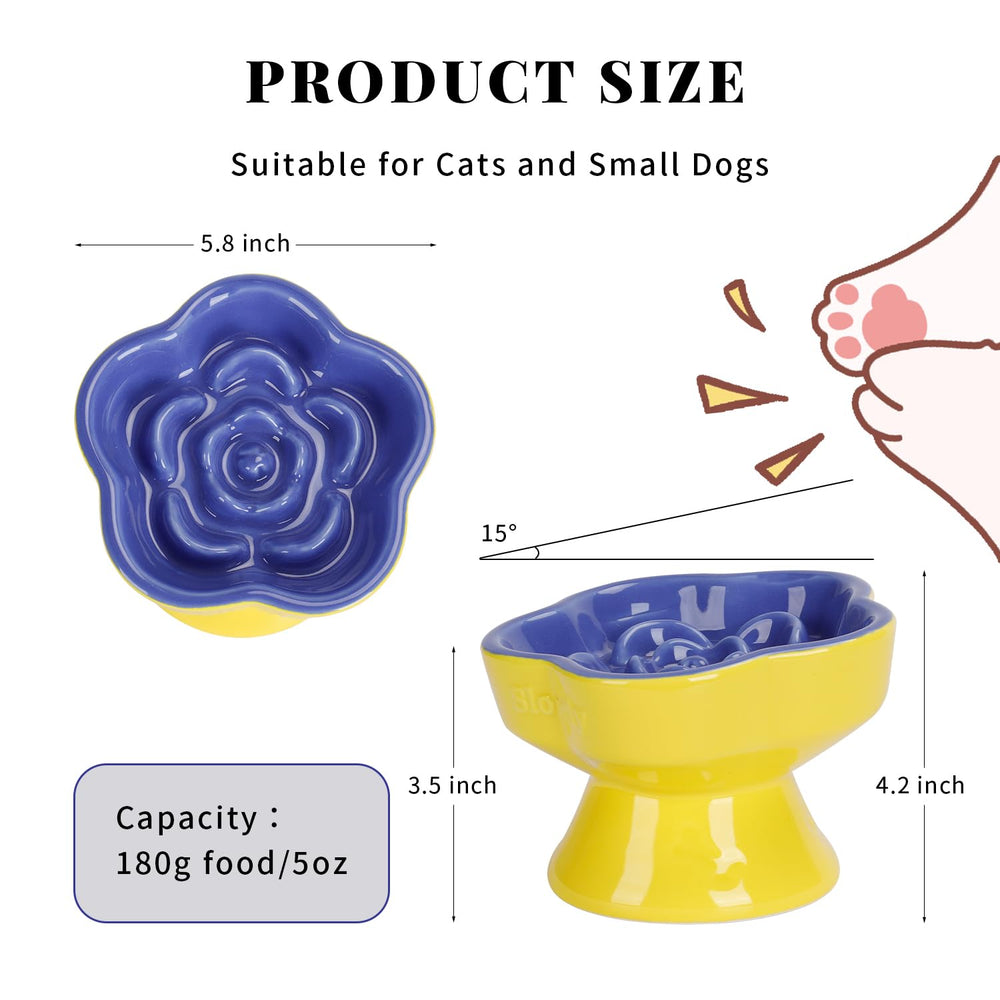 SQS Ceramics flower shaped dish blue adds decorative flair and slows eating.