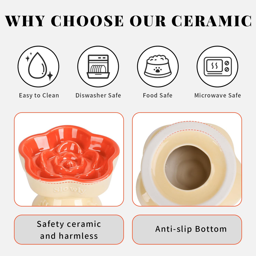 S&Q'S CERAMICS slow feeding maze pattern bowl design for extended meals