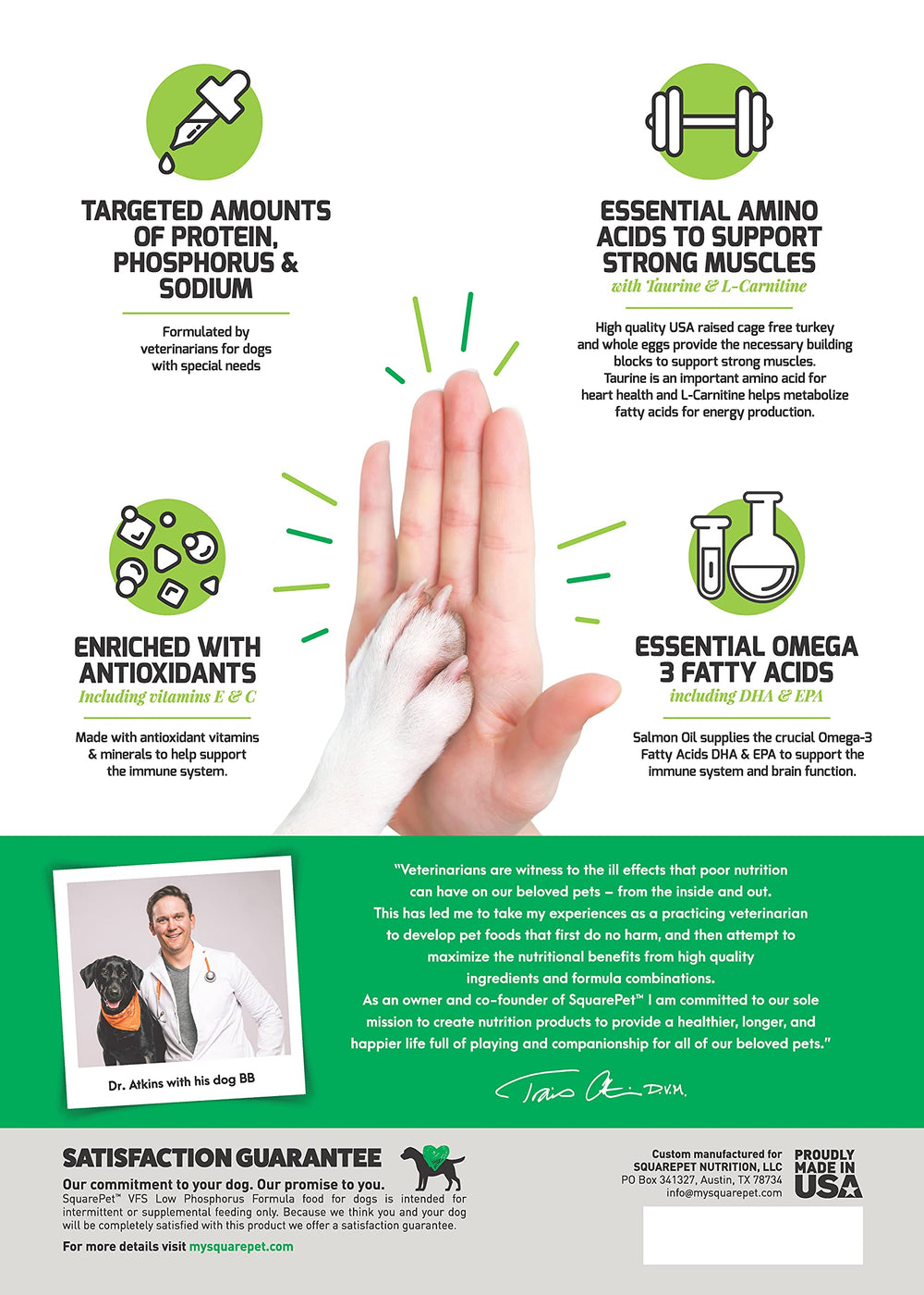 SquarePet VFS kidney health support image highlighting balanced minerals.