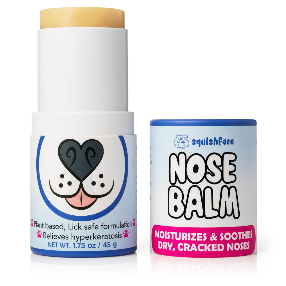 Squishface Nose Balm lick-safe formulation described on the label