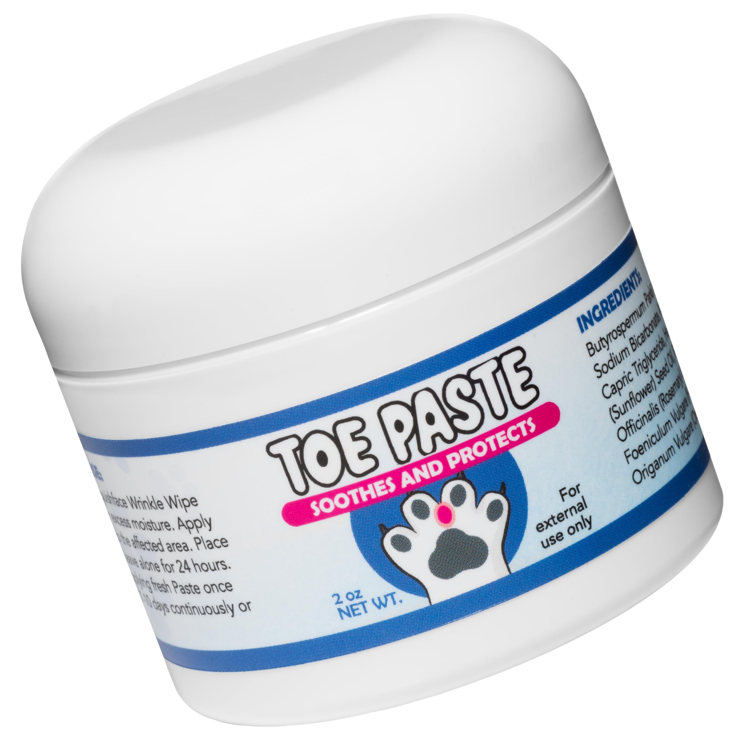 Squishface Toe Paste label closeup confirms USA made and woman owned