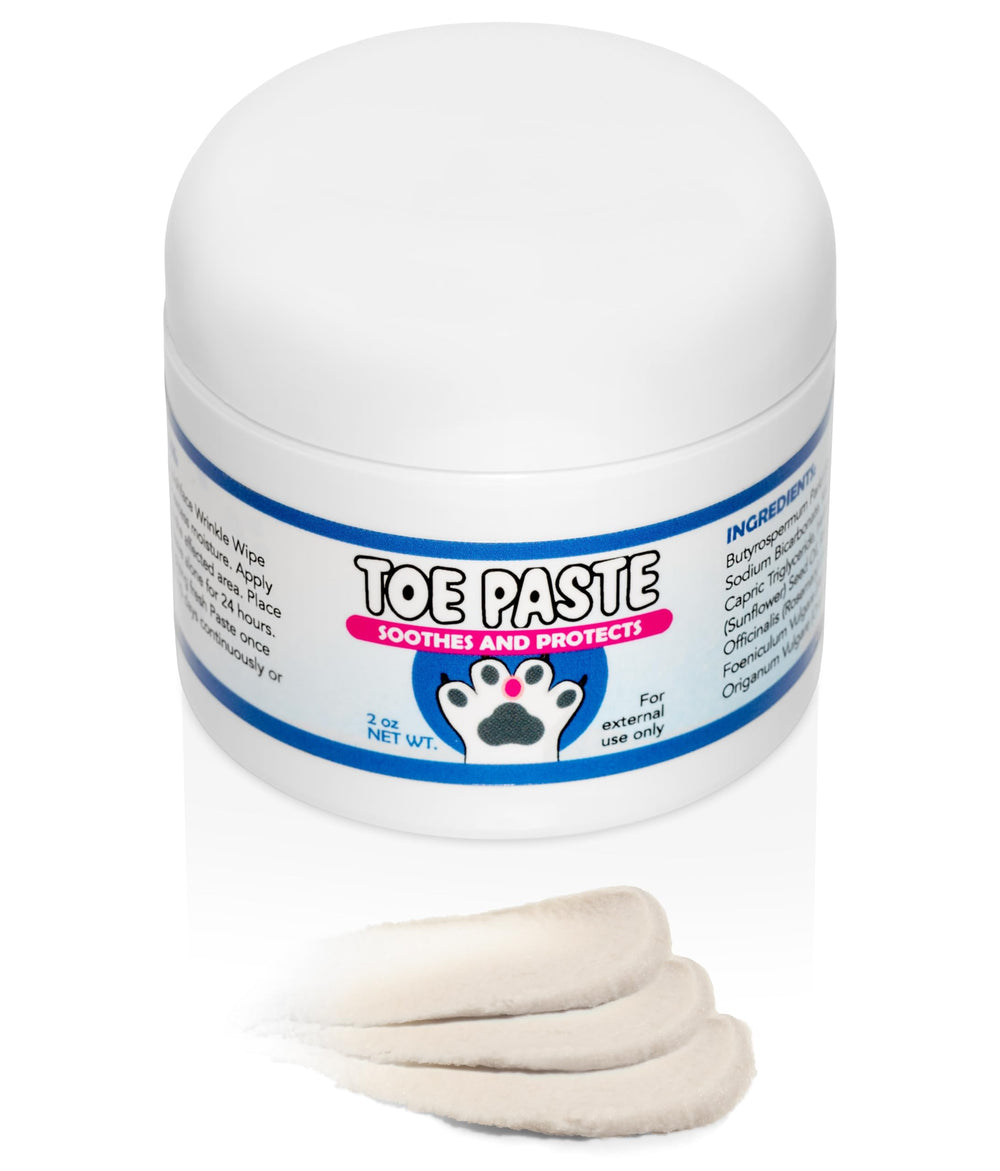 Squishface Toe Paste applied to dog paw for daily maintenance