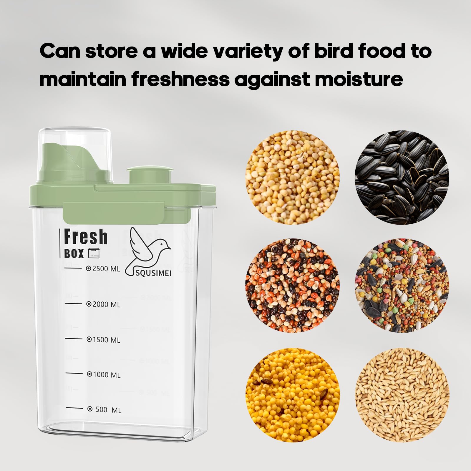 SQUSIMEI 2.8-litre green container fits compact pantry spaces.