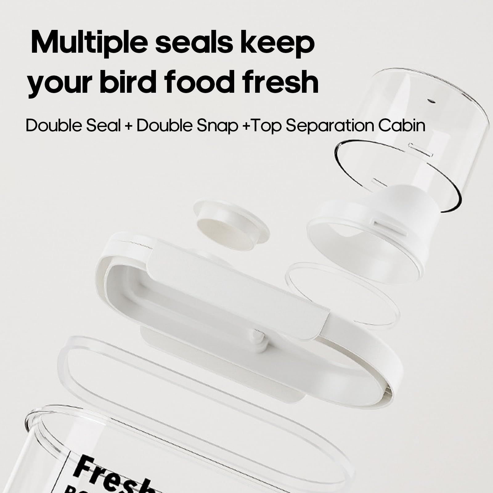 SQUSIMEI bird seed dispenser keeps feed organized and accessible.