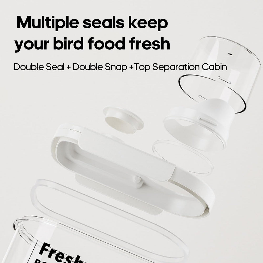 SQUSIMEI bird seed dispenser keeps feed organized and accessible.