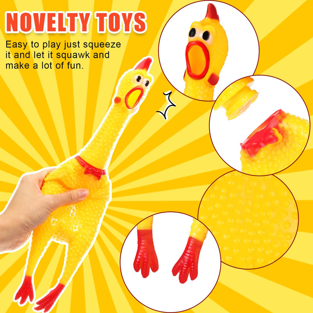 Sratte 16-pack chicken squeaker set in bright yellow for shared fun.