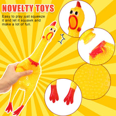 Sratte 16-pack chicken squeaker set in bright yellow for shared fun.