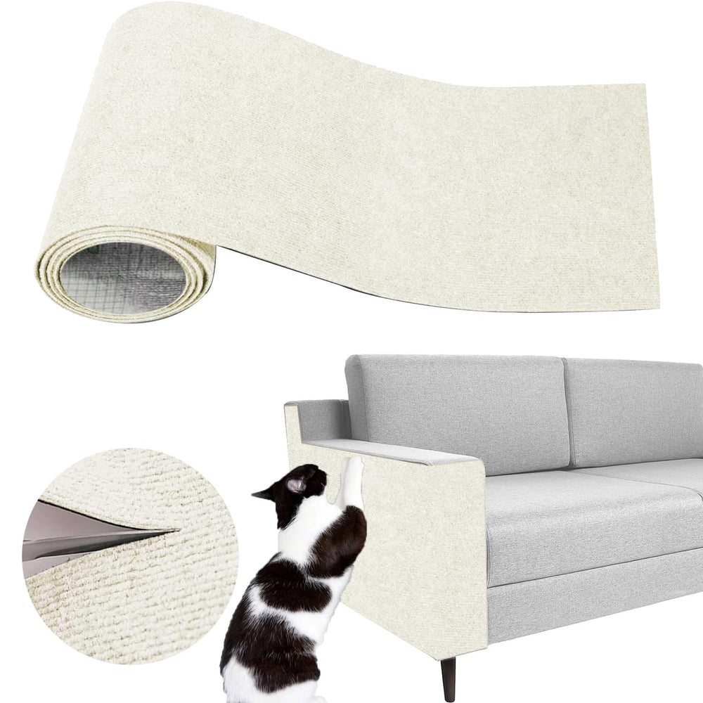 SREBAY cat scratch couch protector on off-white sofa protects furniture from claws