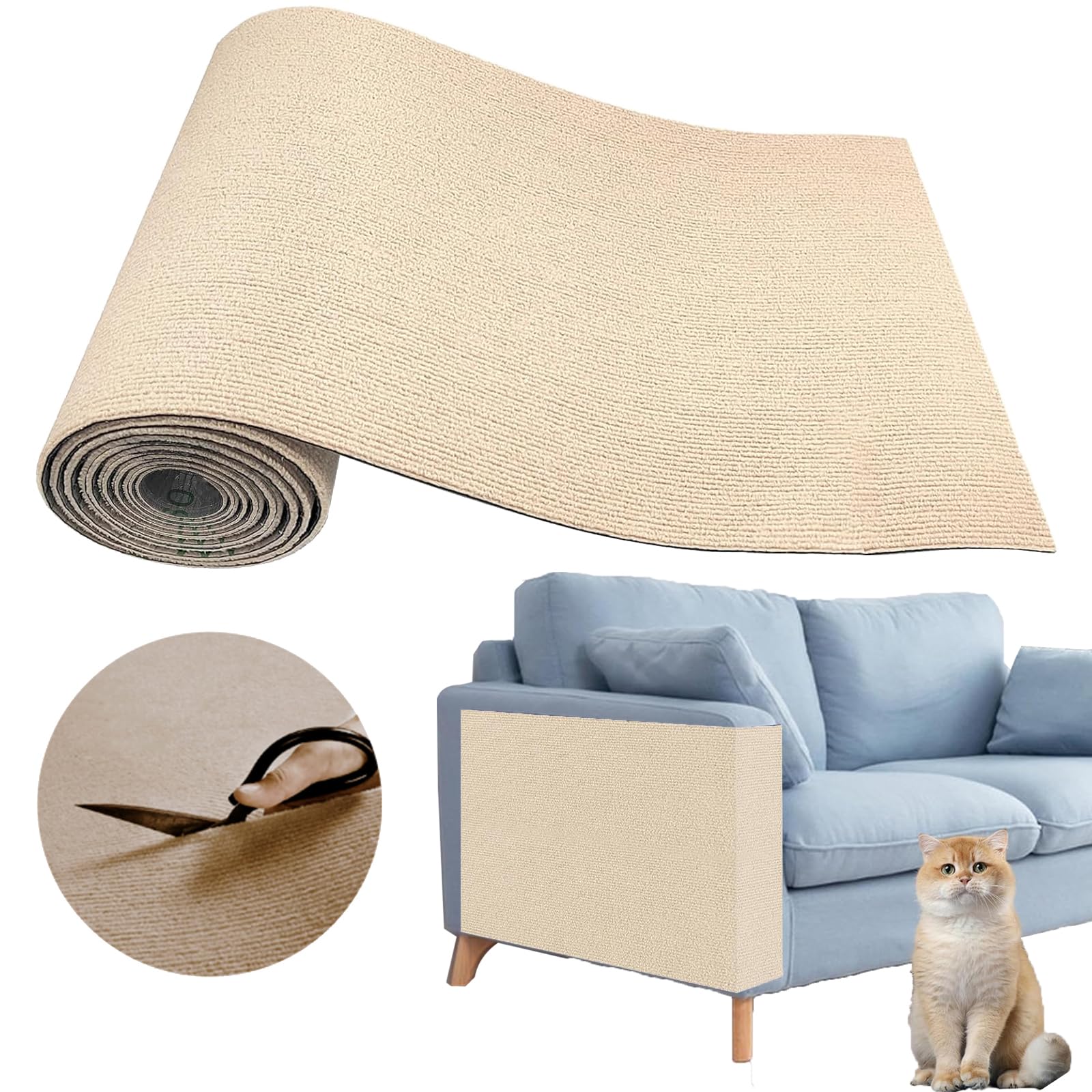 SREBAY cat scratching mat with adhesive back for easy furniture protection.