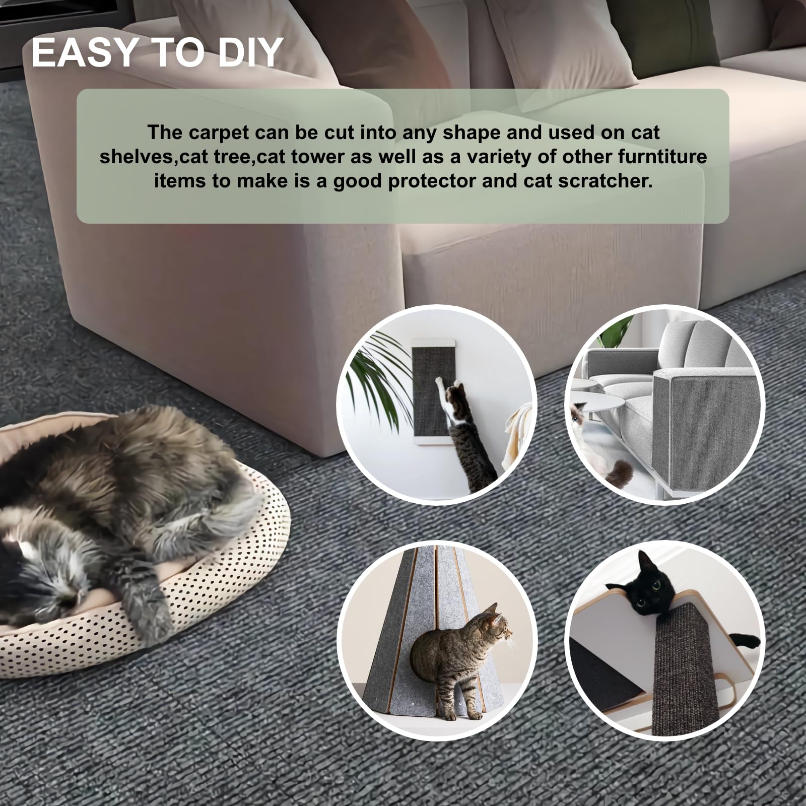 SREBAY safe felt material with durable cat-friendly texture.