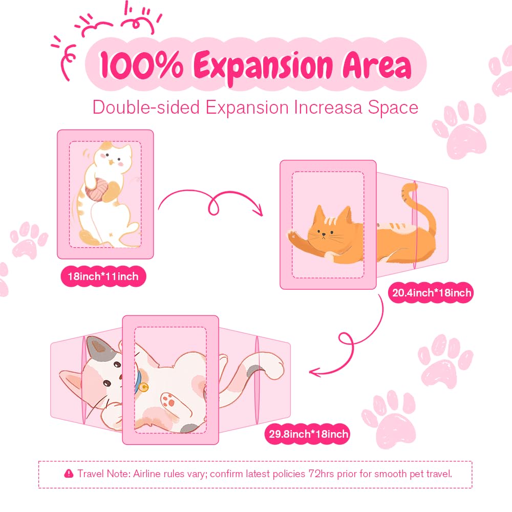 Srinlon Double Expandable Cat Carrier pink breathable mesh for maximum airflow