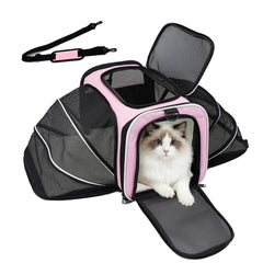 Srinlon Double Expandable Cat Carrier pink under-seat design for easy airline travel