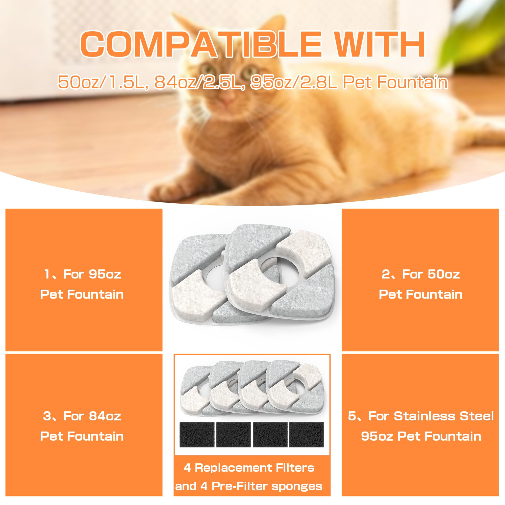 Srnona cat fountain pump LED light provides visibility during nighttime hydration.