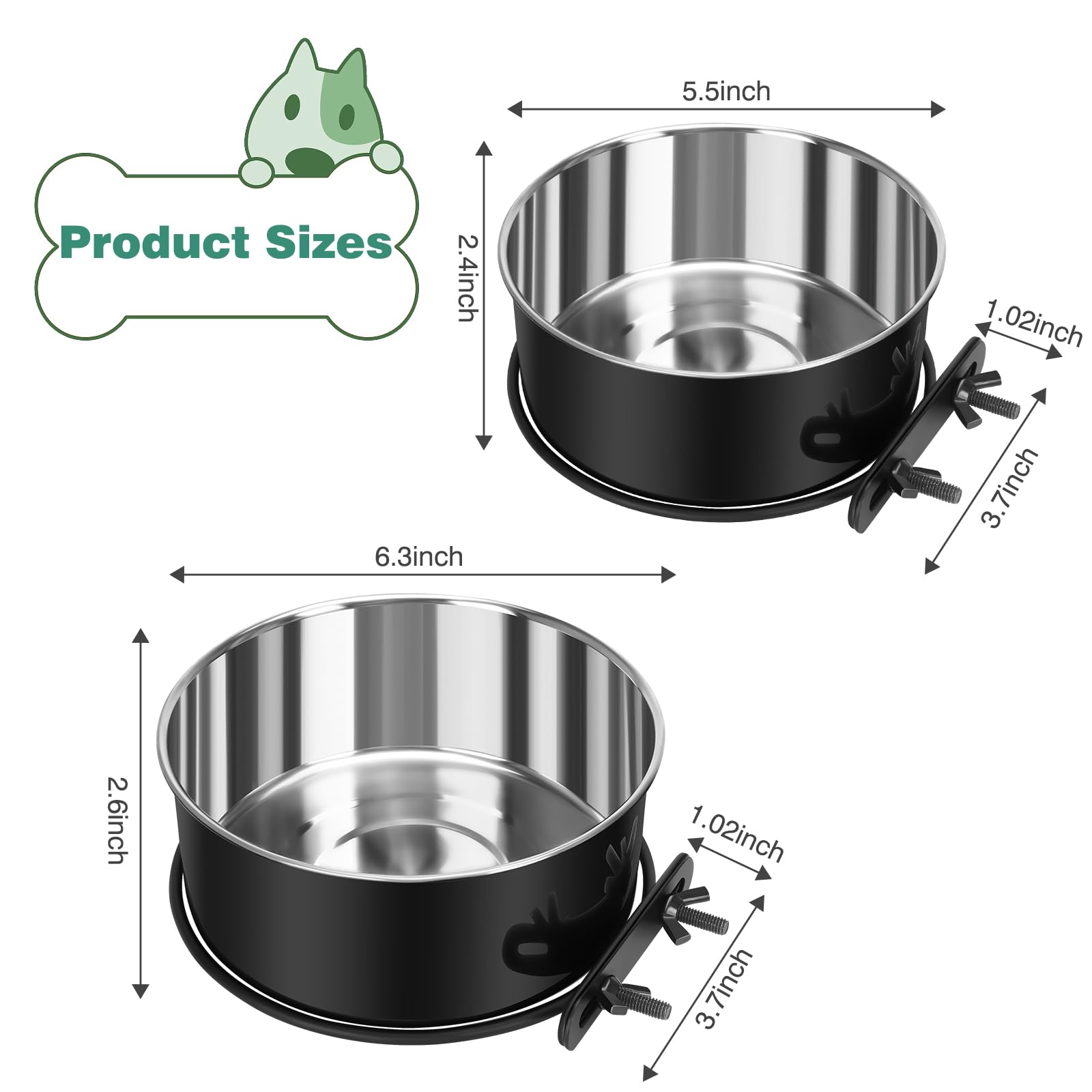 SSAWcasa 5.5-inch food bowl and 6.3-inch water bowl set