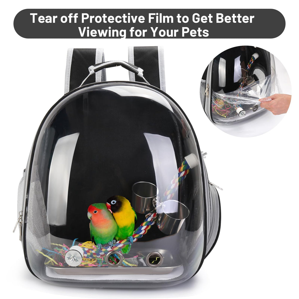 SSAWcasa bird backpack included toy adds travel enrichment for birds