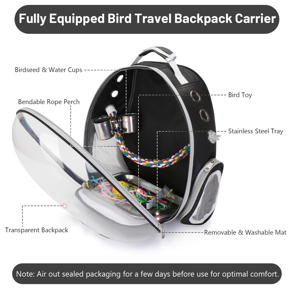 SSAWcasa bird backpack seed and water cups keep hydration accessible