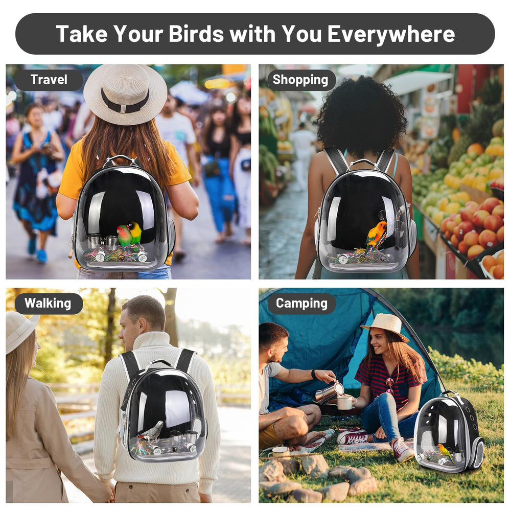 SSAWcasa bird backpack dimensions 14.3x9.8x16.1 inches for compact travel