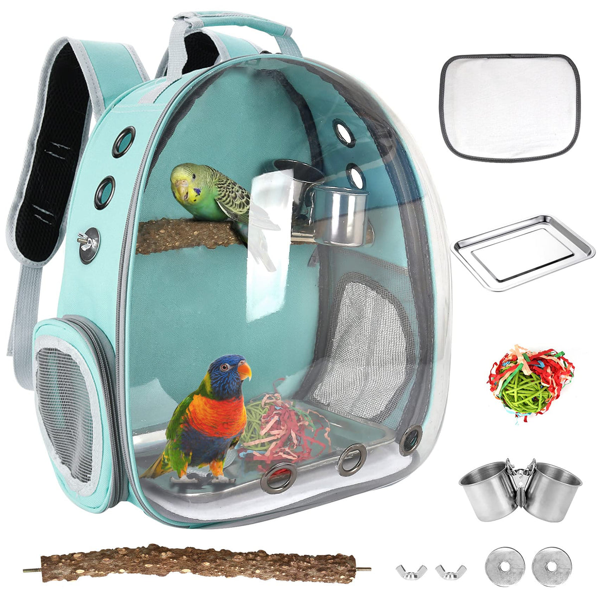 SSAWcasa bird backpack with front window showing view-friendly design for calmer travel.