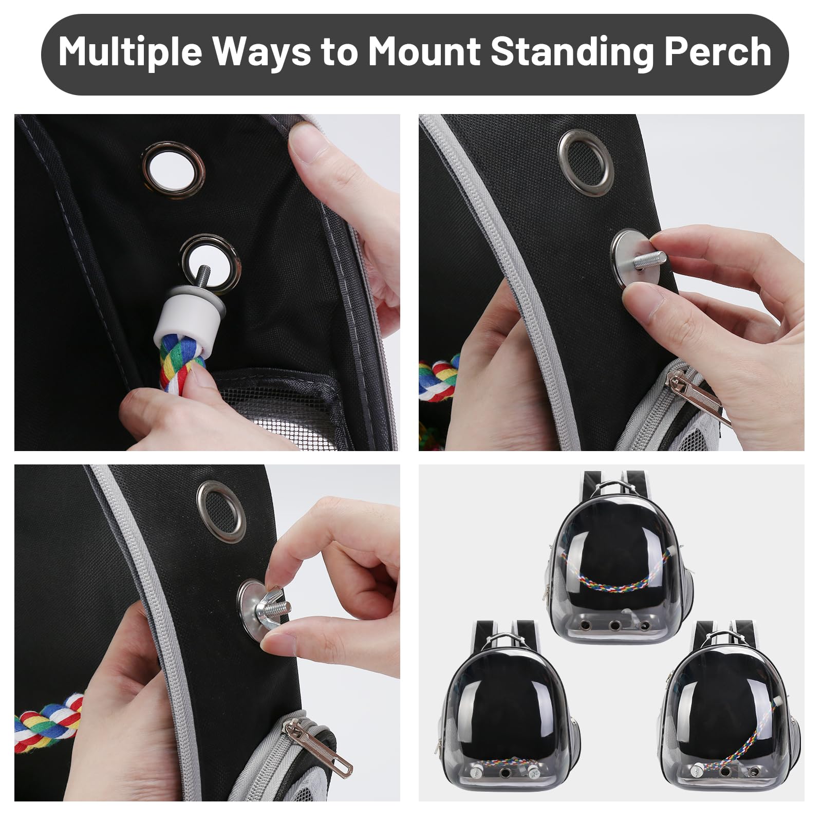 SSAWcasa bird backpack perch-stand provides resting space on the go