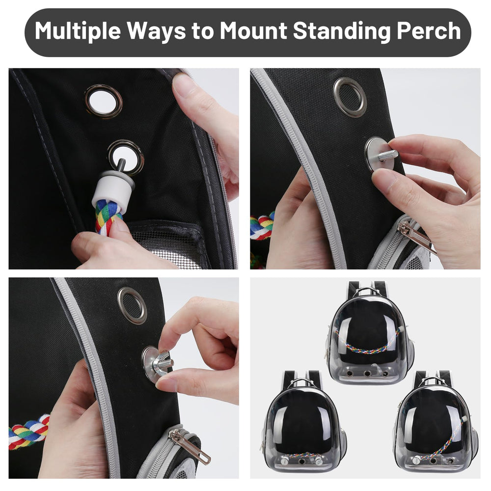 SSAWcasa bird backpack perch-stand provides resting space on the go
