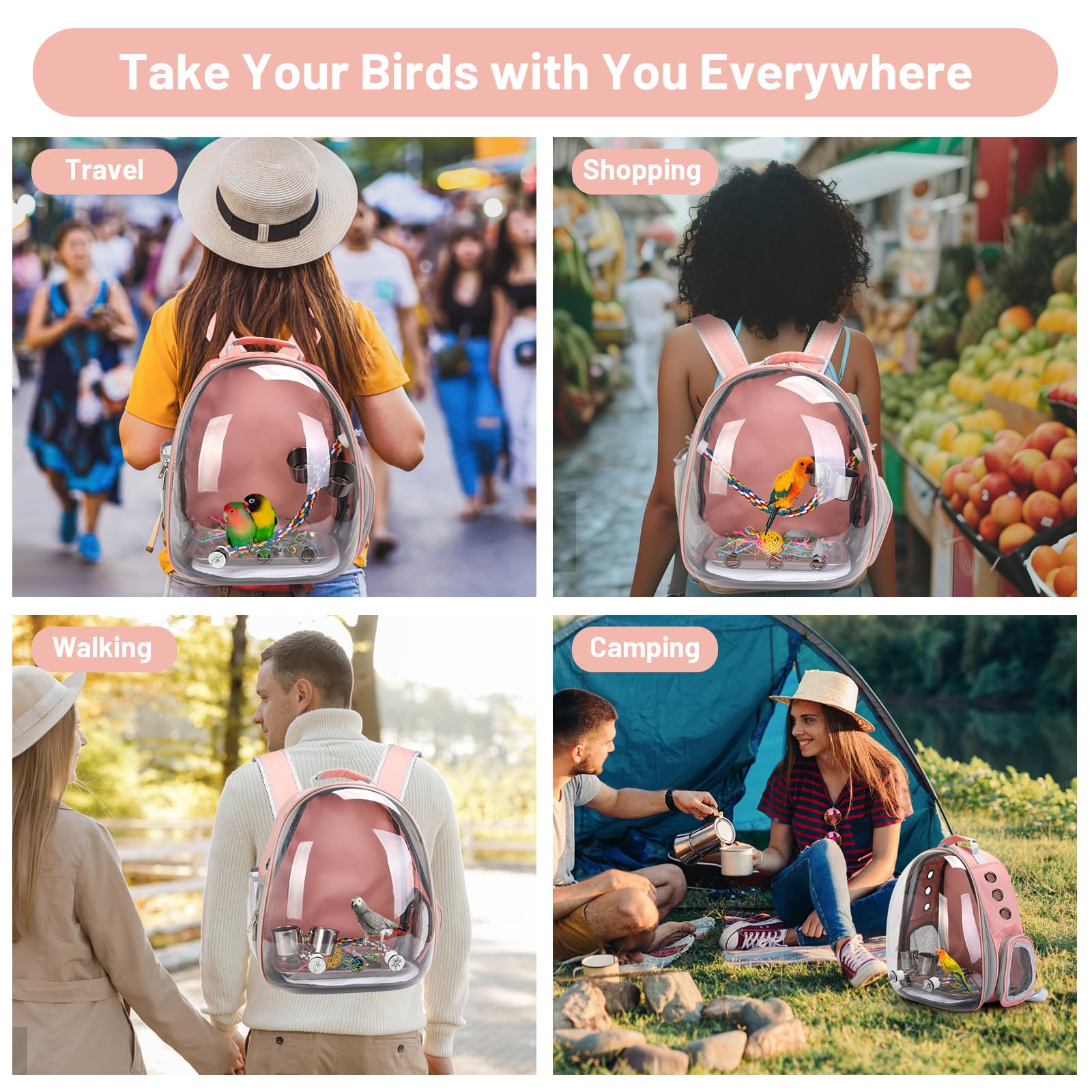 Top handle and padded straps provide hands free carry