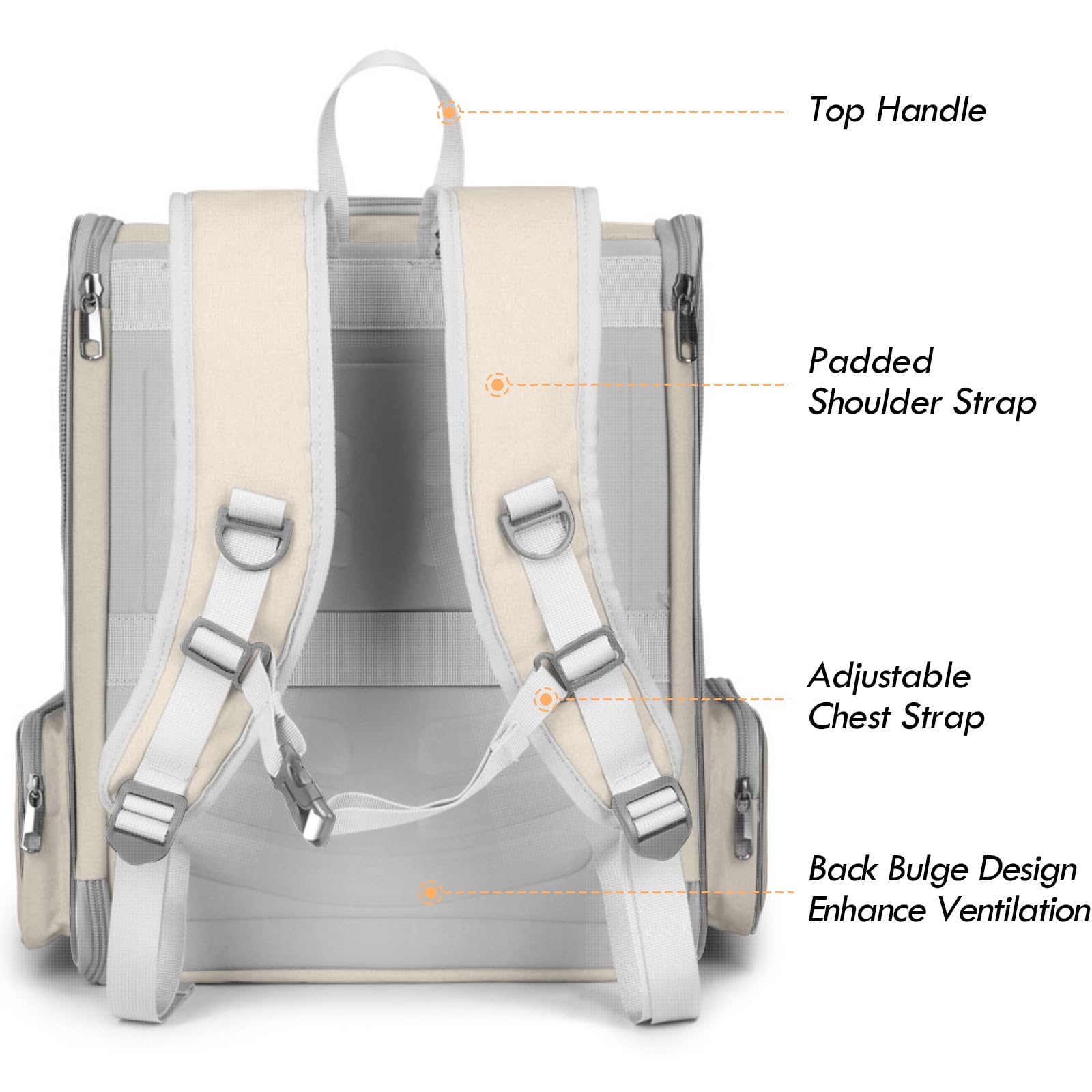 SSAWcasa cat backpack carrier beige back strap ergonomic design for comfort