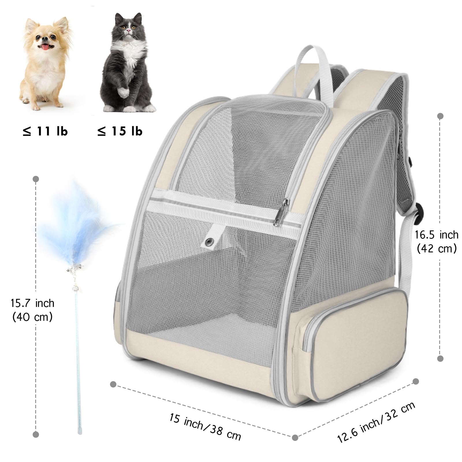 SSAWcasa cat backpack carrier beige interior mat for cozy, hygienic travel
