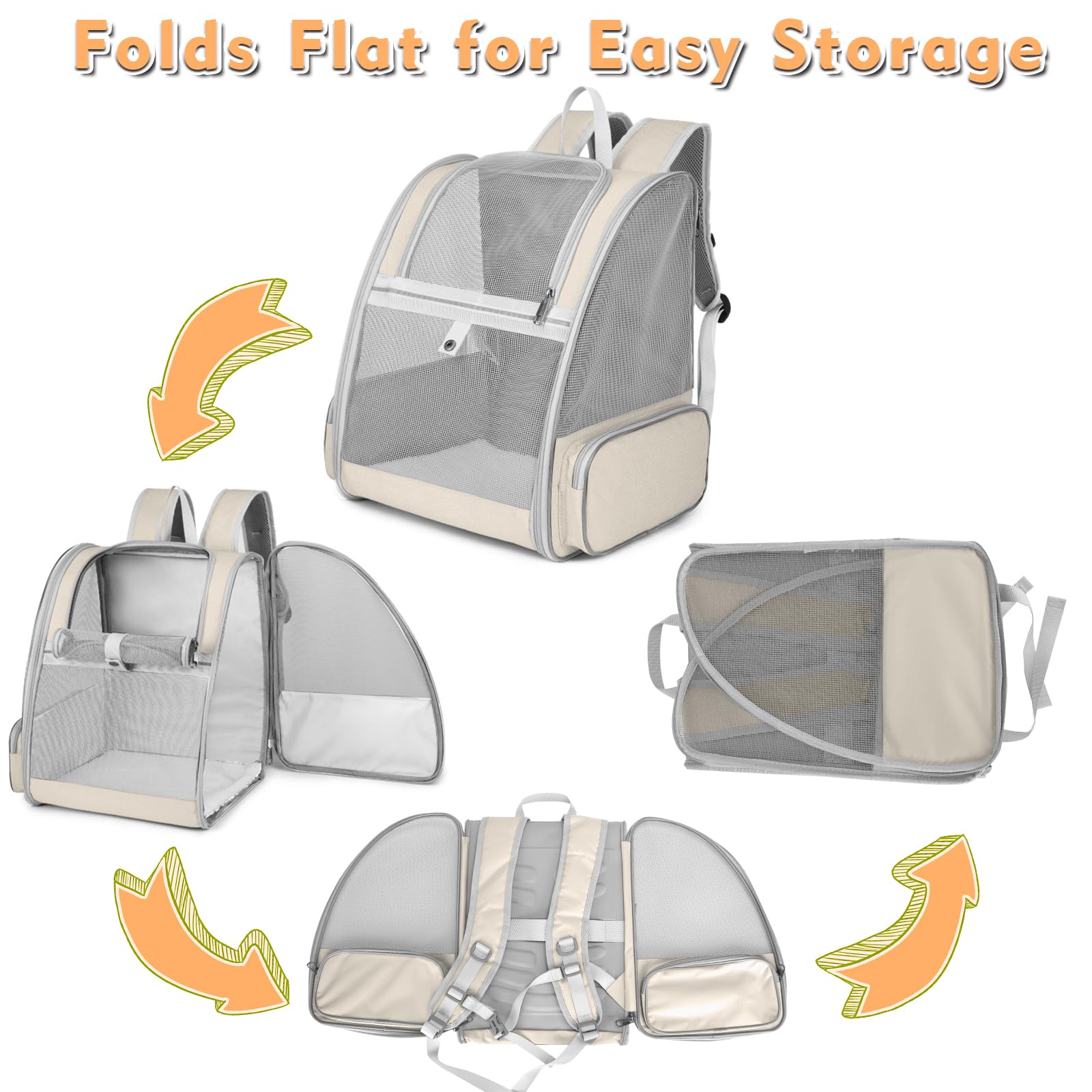 SSAWcasa cat backpack carrier beige side pocket for treats and essentials