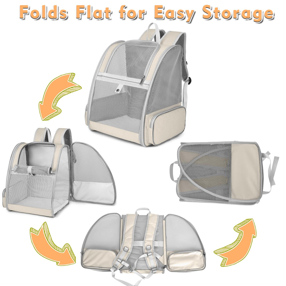SSAWcasa cat backpack carrier beige side pocket for treats and essentials