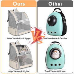 SSAWcasa cat backpack carrier beige top window open for air and watchful eyes