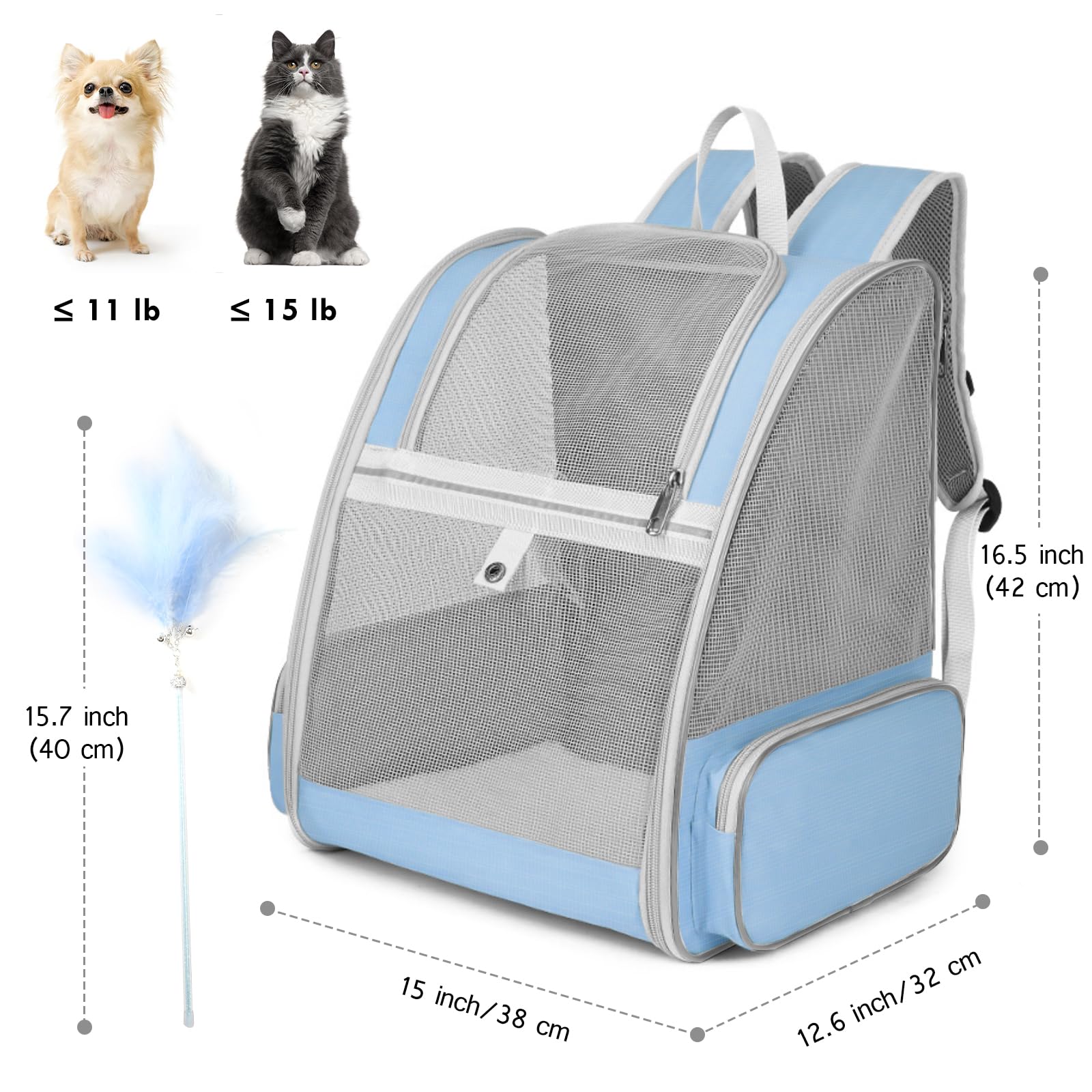 Mesh ventilation shown on side for airy travel and pet visibility.