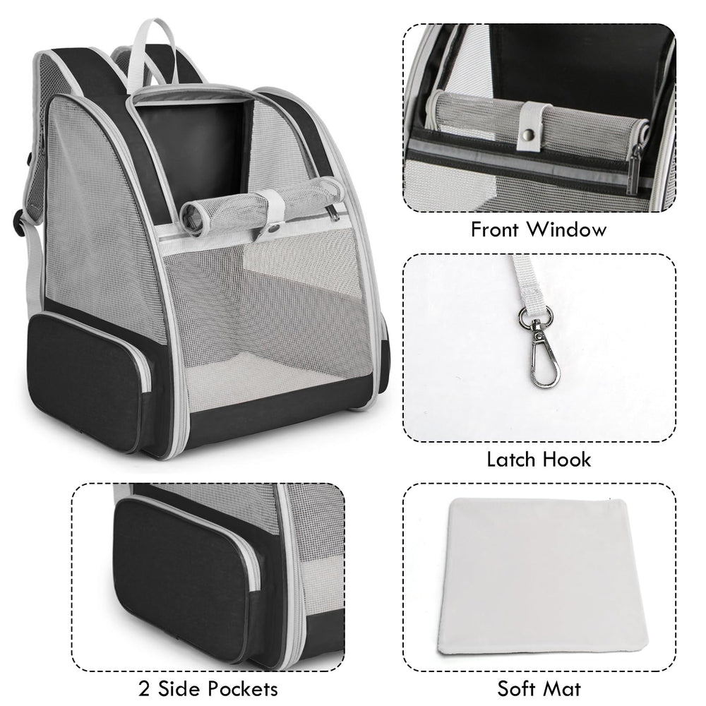 SSAWcasa cat backpack carrier shows three sided mesh for airflow
