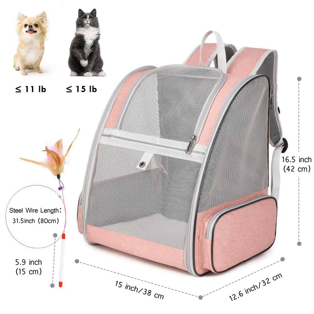 Folded compact SSAWcasa pink cat backpack saved for storage between adventures