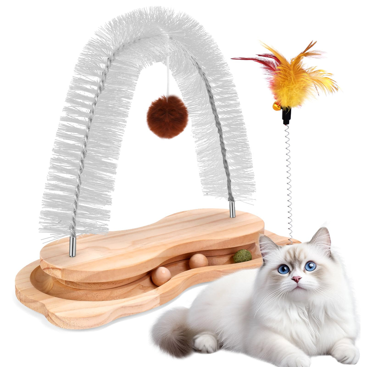 SSAWcasa cat self-groomer arch brush for smooth fur and easy grooming
