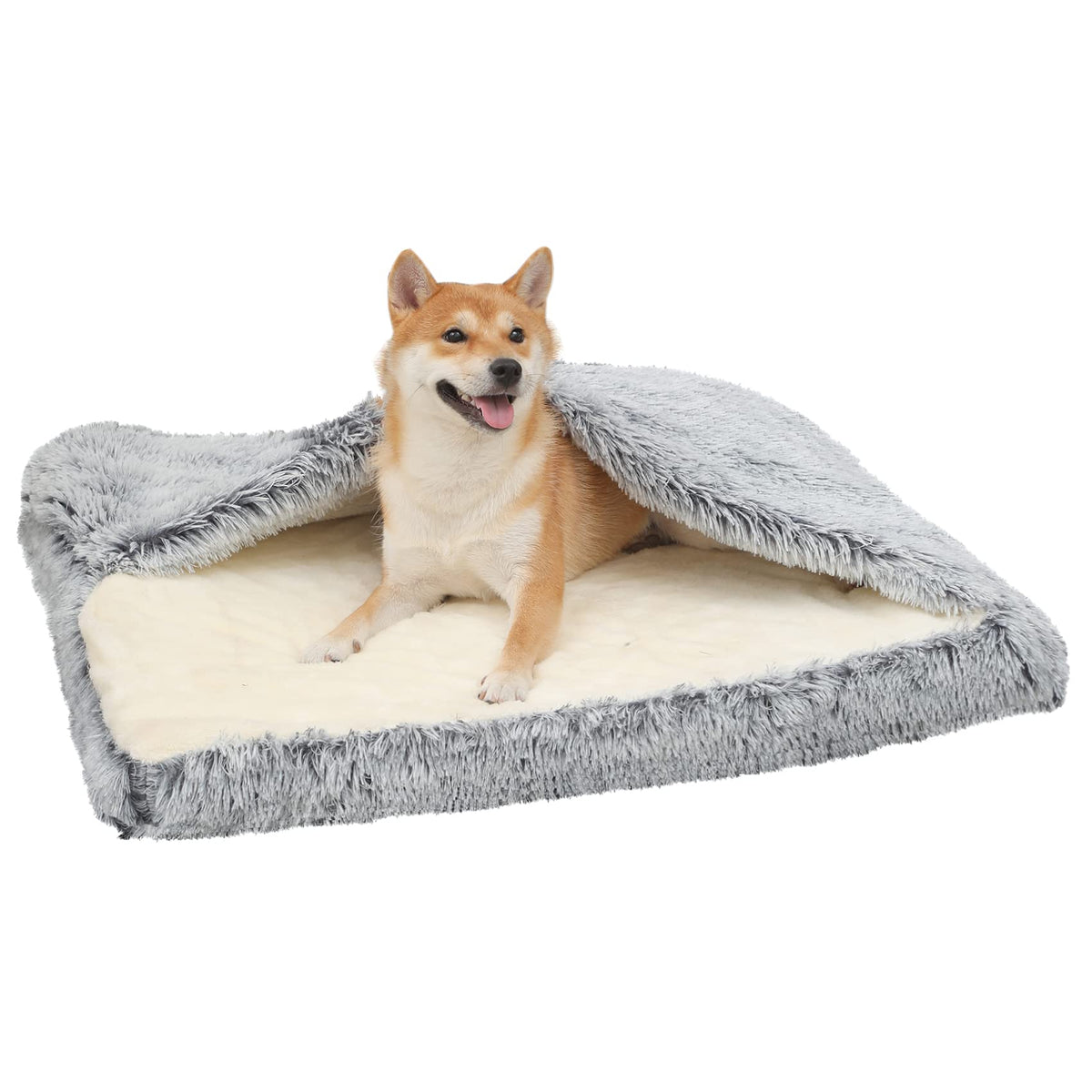 SSAWcasa dog bed with cave cover creates a cozy retreat for anxious pets.