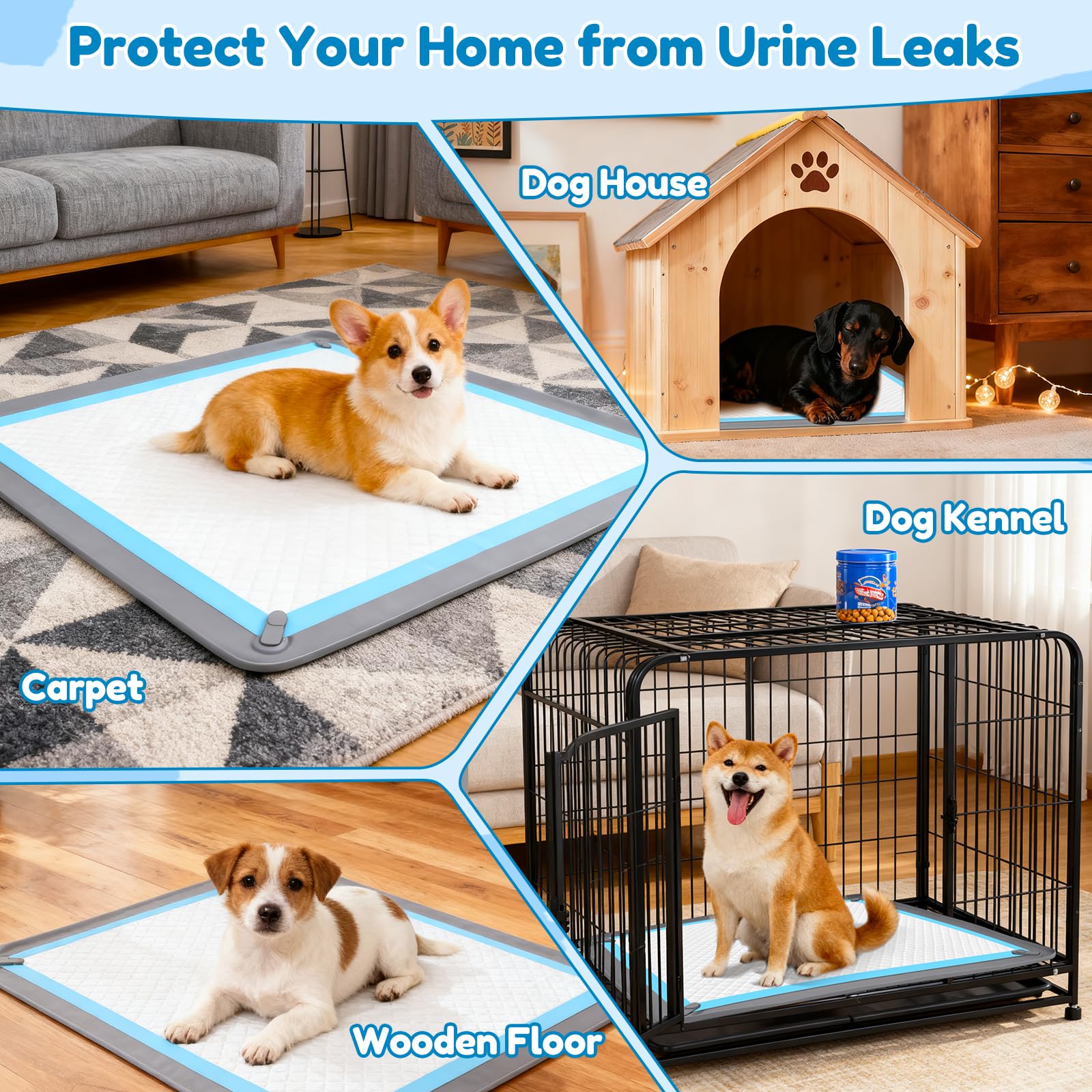 SSAWcasa leak-proof tray protects floors during puppy or senior dog training.
