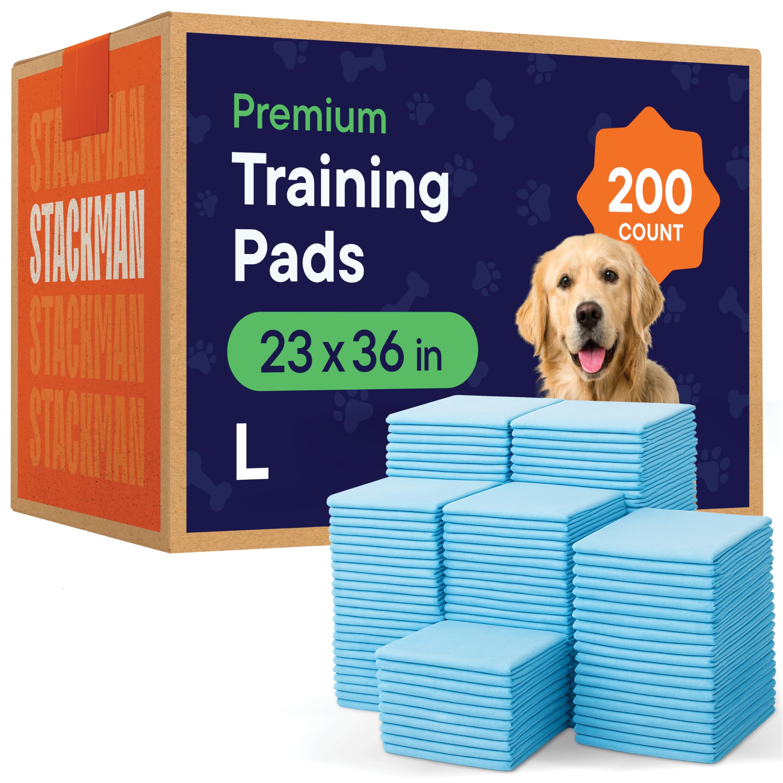 Stack Man Puppy Pads with absorbent core for dry, mess-free training sessions.